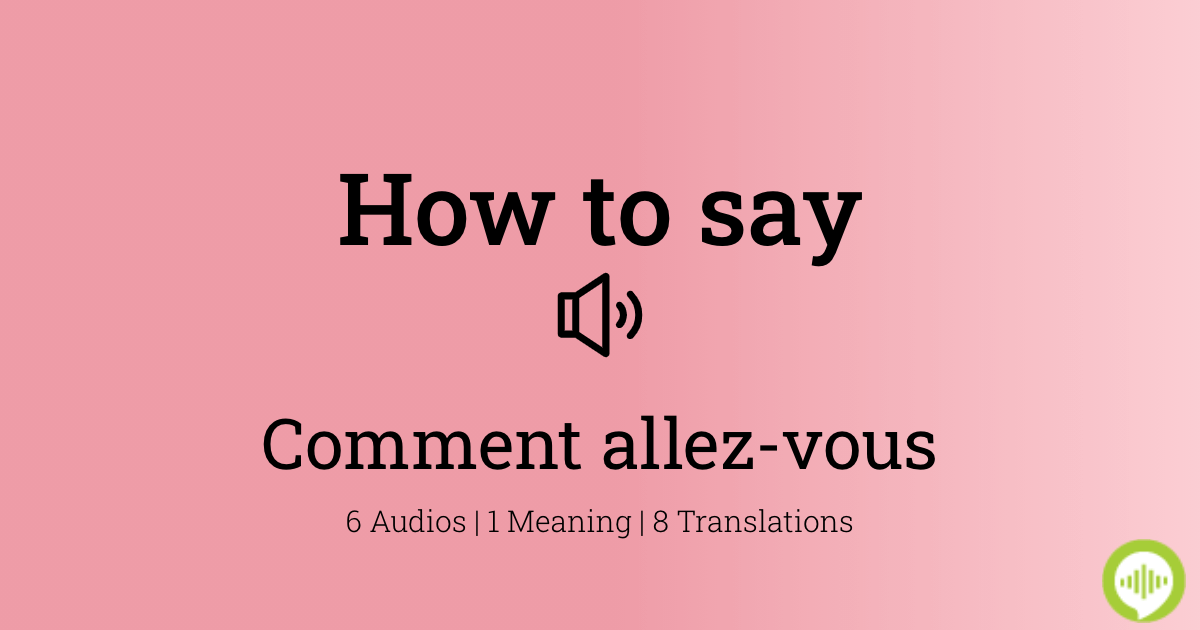 How To Pronounce Vous Avez In French