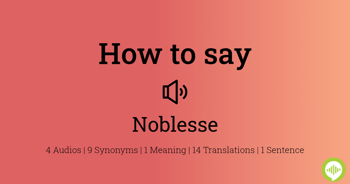 noblesse english translation